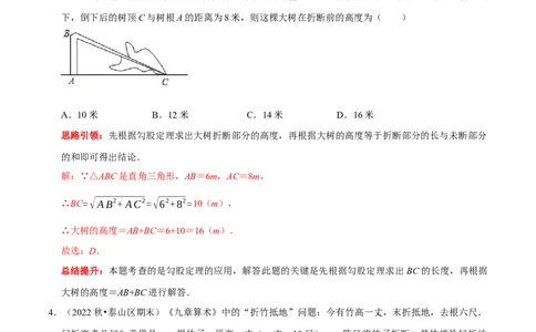 专题12勾股定理的实际应用分类训练（解析版）_初中数学人教版_八年级数学下册_保存转存之后查看(1)_8下-初中数学人教版（2026春新版持续更新）_旧版-可参考_07专项讲练