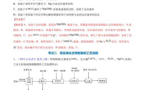 专题11镁及其重要化合物-2024年高考化学一轮复习基础考点必刷好题（新教材新高考）（解析版）_05高考化学_2024年新高考资料_1.2024一轮复习
