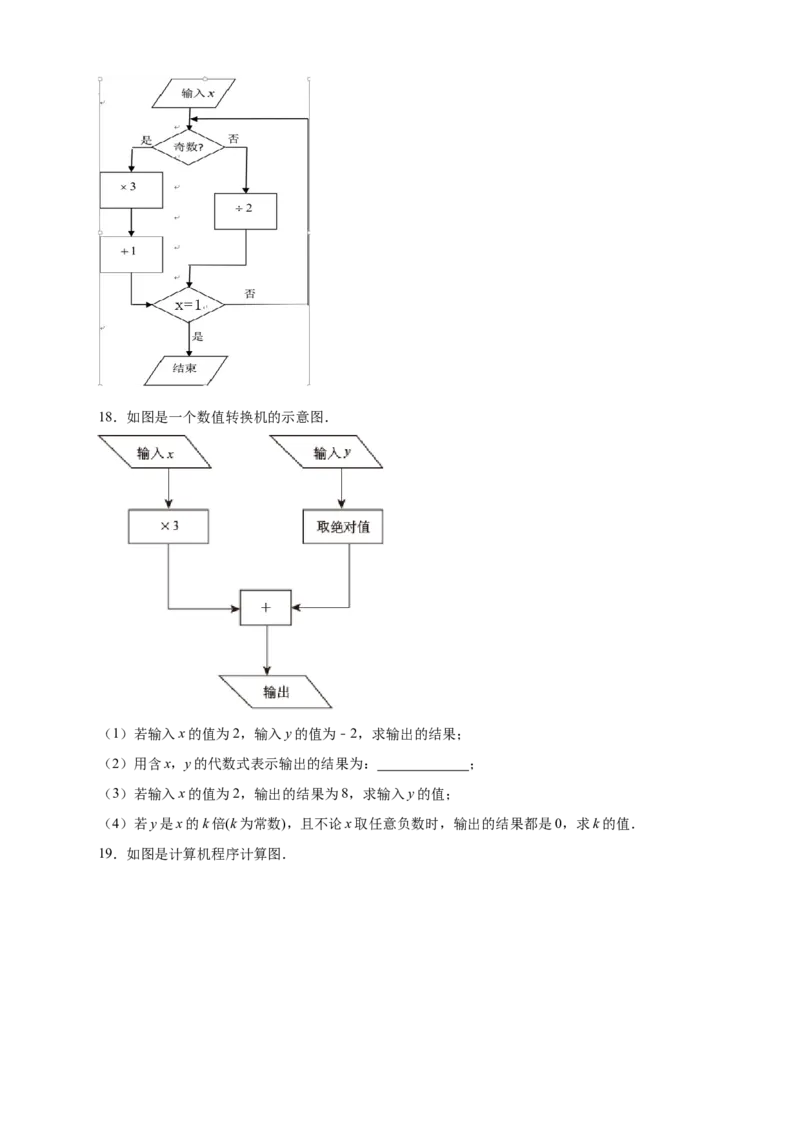 专题10程序流程图与代数式求值（原卷版）_初中数学人教版_7上-初中数学人教版_7上-初中数学人教版（旧版）赠送_07专项讲练