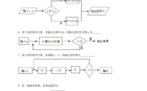 专题10程序流程图与代数式求值（原卷版）_初中数学人教版_7上-初中数学人教版_7上-初中数学人教版（旧版）赠送_07专项讲练