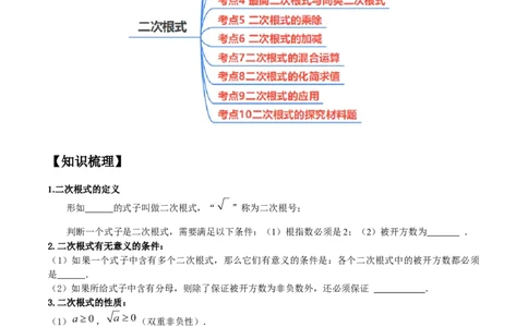专题1.1二次根式精讲精练（10大易错题型深度导练）-2023复习备考（原卷版）人教版_初中数学人教版_八年级数学下册_保存转存之后查看(1)_8下-初中数学人教版（2026春新版持续更新）