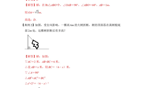 专题10勾股定理之大树折断模型综合应用（2大类型）（解析卷）_初中数学人教版_八年级数学下册_保存转存之后查看(1)_8下-初中数学人教版（2026春新版持续更新）_旧版-可参考_06习题试卷
