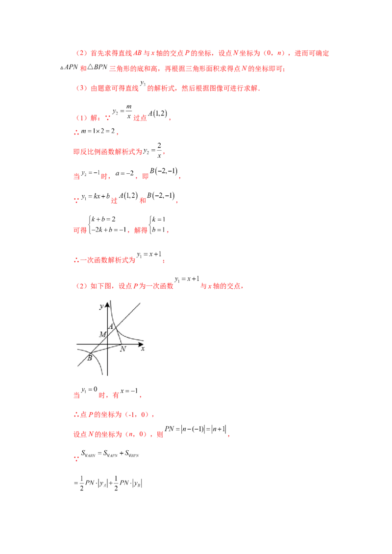 专题26.19反比例函数与一次函数专题（培优篇）（专项练习）-2022-2023学年九年级数学下册基础知识专项讲练（人教版）_初中数学人教版_9下-初中数学人教版_07专项讲练