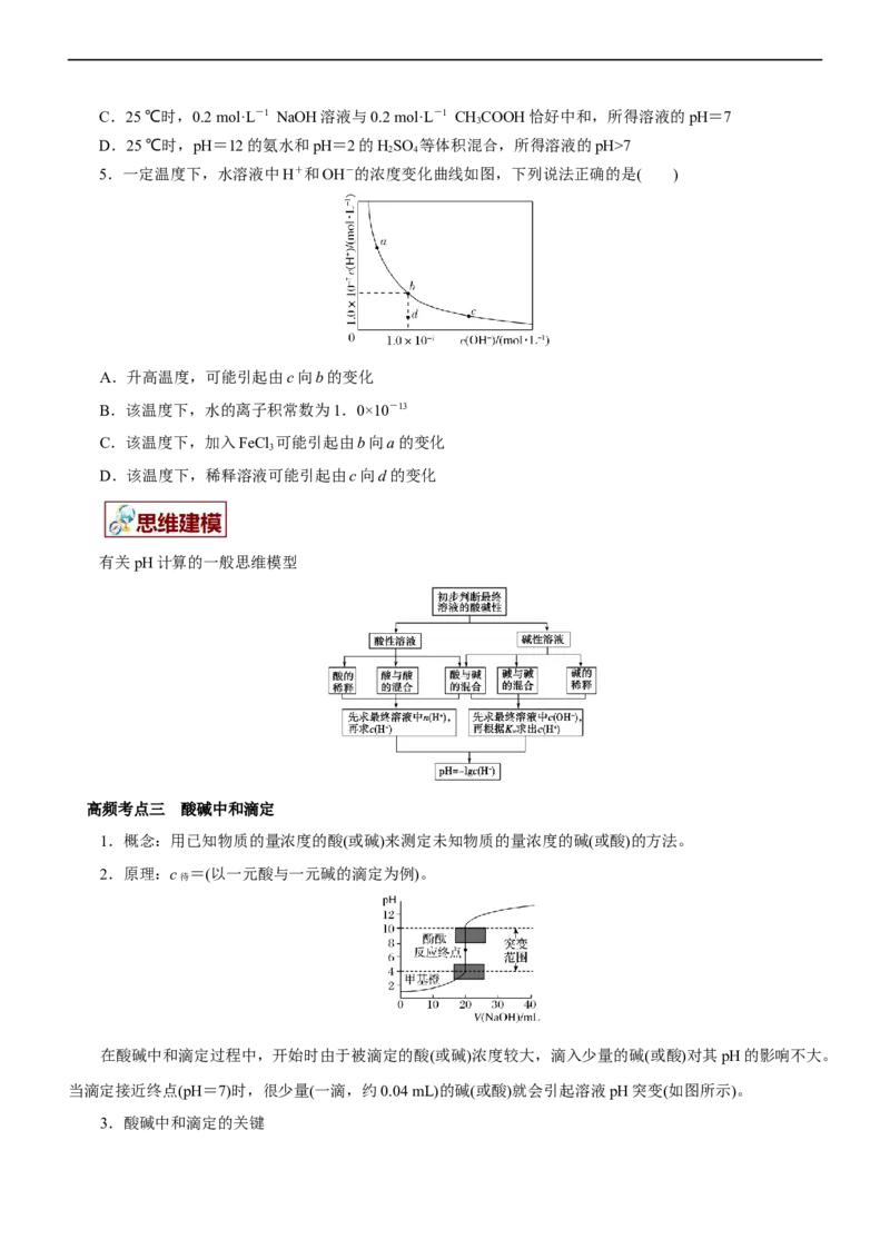 专题11水溶液中离子反应（讲）（学生版）_05高考化学_通用版（老高考）复习资料_2023年复习资料_二轮复习_2023年高考化学二轮复习讲练测（全国通用）