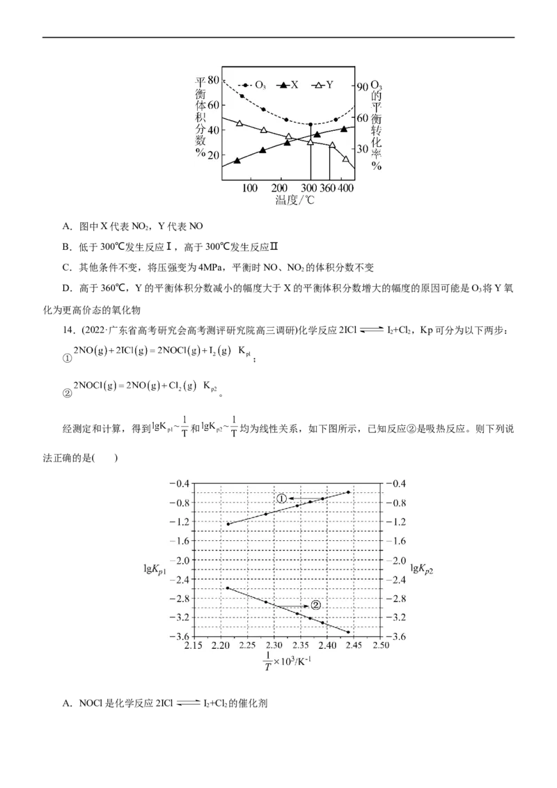 专题09化学反应速率与化学平衡（练）（原卷版）_05高考化学_通用版（老高考）复习资料_2023年复习资料_二轮复习_2023年高考化学二轮复习讲练测（全国通用）