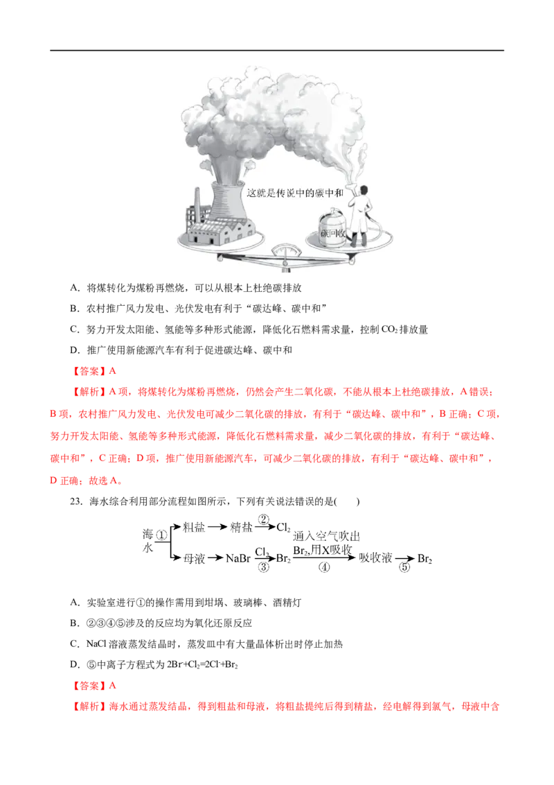 专题08化学与可持续发展-2023年高考化学一轮复习小题多维练（解析版）_05高考化学_通用版（老高考）复习资料_2023年复习资料_一轮复习_2023年高考化学一轮复习小题多维练（全国通用）