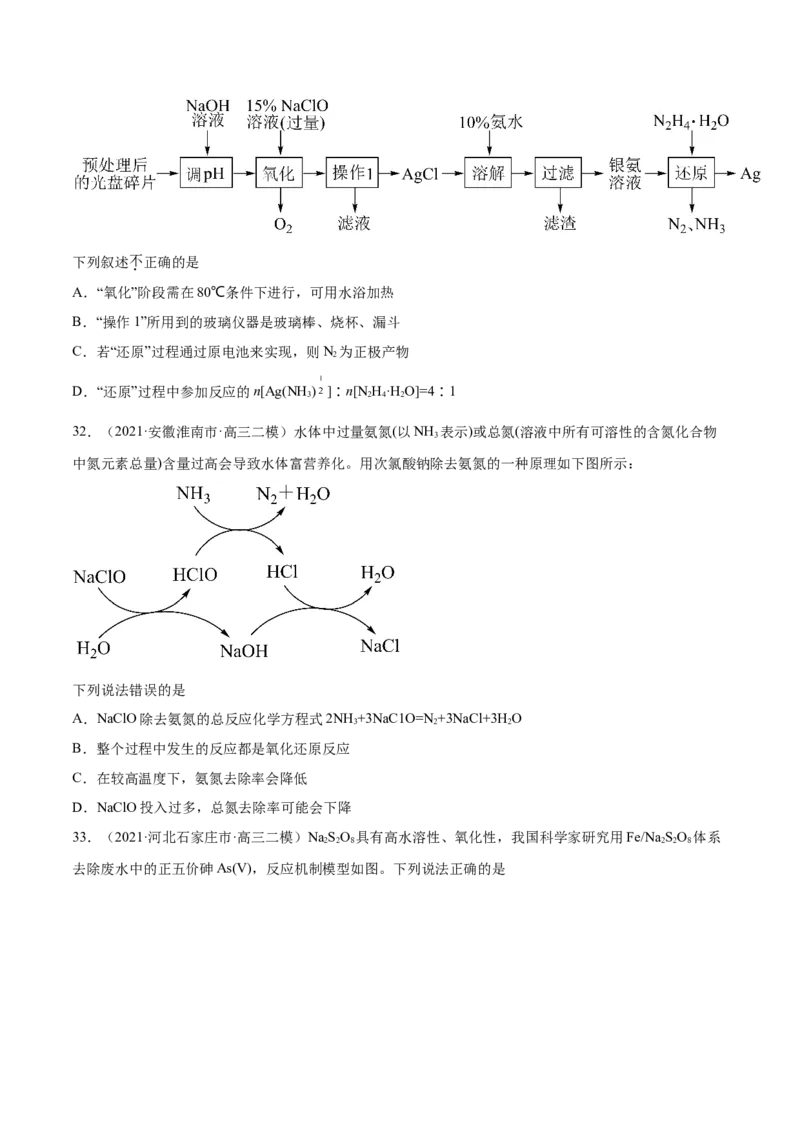 专题04氧化还原反应-2021年高考真题和模拟题化学分项汇编（原卷版）_05高考化学_新高考复习资料_2022年新高考资料_2021年高考真题和模拟题化学分项汇编（全国通用）