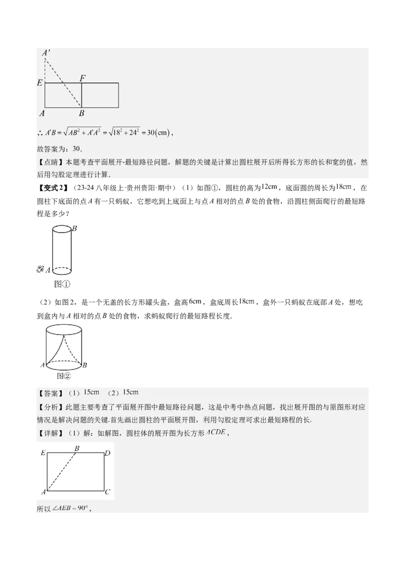 专题2-1勾股定理（考题猜想，巧用勾股定理求最短路径的长）解析版_初中数学人教版_八年级数学下册_保存转存之后查看(1)_8下-初中数学人教版（2026春新版持续更新）_旧版-可参考