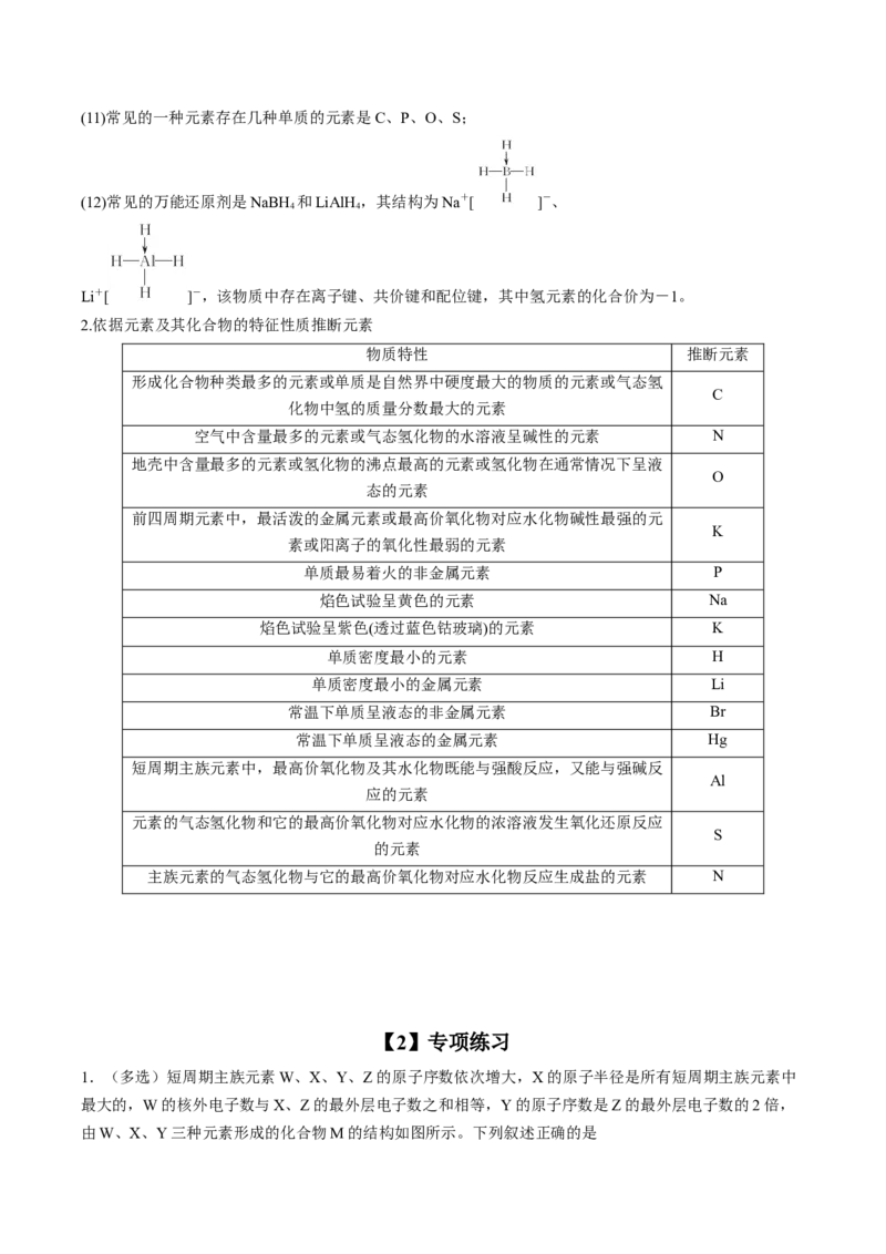 专项06化学用语与元素推断-2023届高考化学二轮复习知识清单与专项练习（新高考专用）（原卷版）_05高考化学_新高考复习资料_2023年新高考资料_二轮复习_选择题
