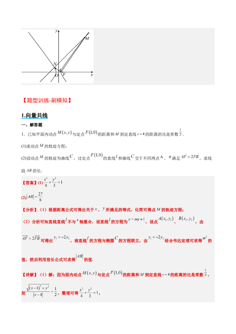 素养拓展36圆锥曲线与向量交汇问题（精讲+精练）一轮复习讲义2024年高考数学高频考点题型归纳与方法总结（新高考通用）解析版_2.2025数学总复习_2024年新高考资料_1.2024一轮复习