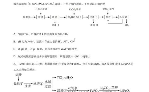 专题05元素及其化合物-2021年高考真题和模拟题化学分项汇编（原卷版）_05高考化学_新高考复习资料_2022年新高考资料_2021年高考真题和模拟题化学分项汇编（全国通用）
