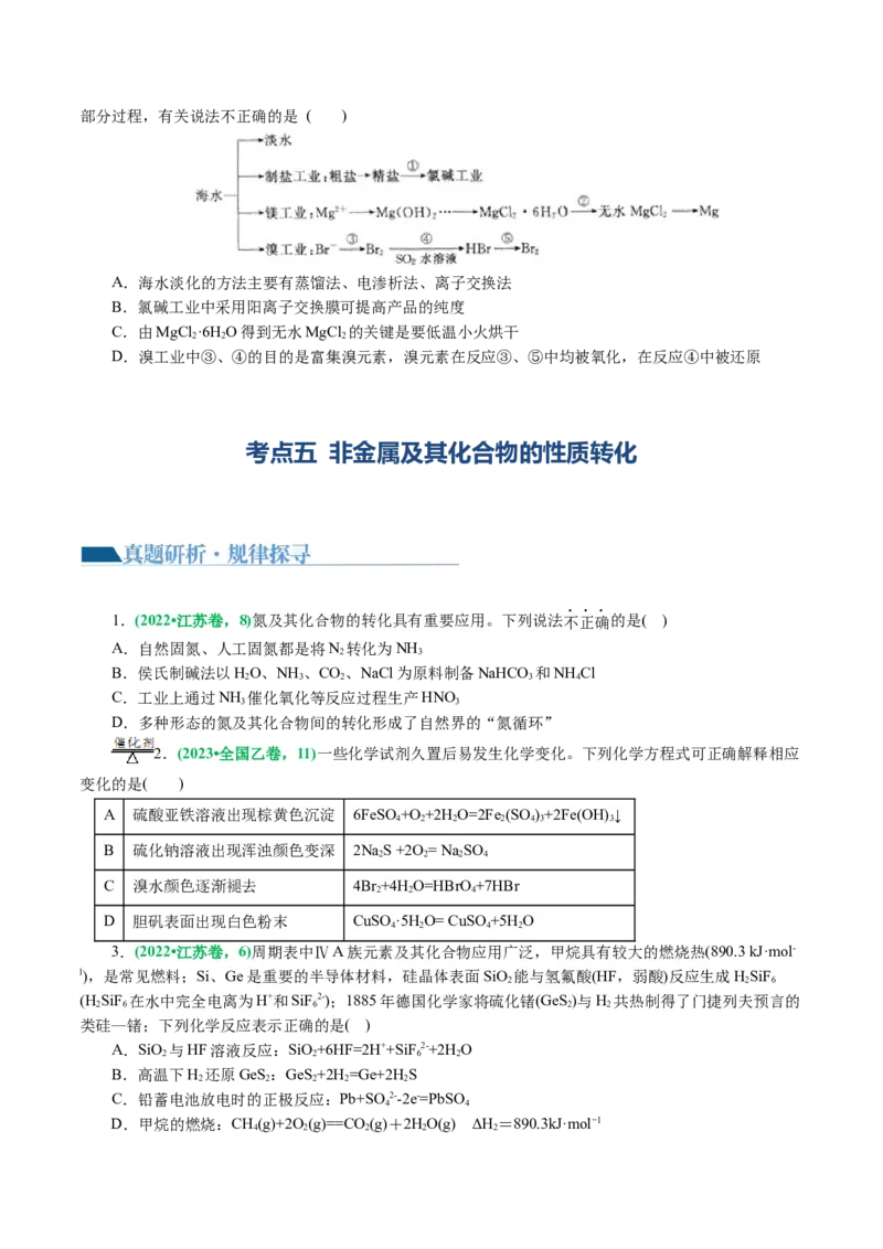 专题05元素及其化合物的性质与应用(讲义)(原卷版)_05高考化学_2024年新高考资料_2.2024二轮复习_2024年高考化学二轮复习讲练测（新教材新高考）_专题05元素及其化合物的性质与应用(讲义)