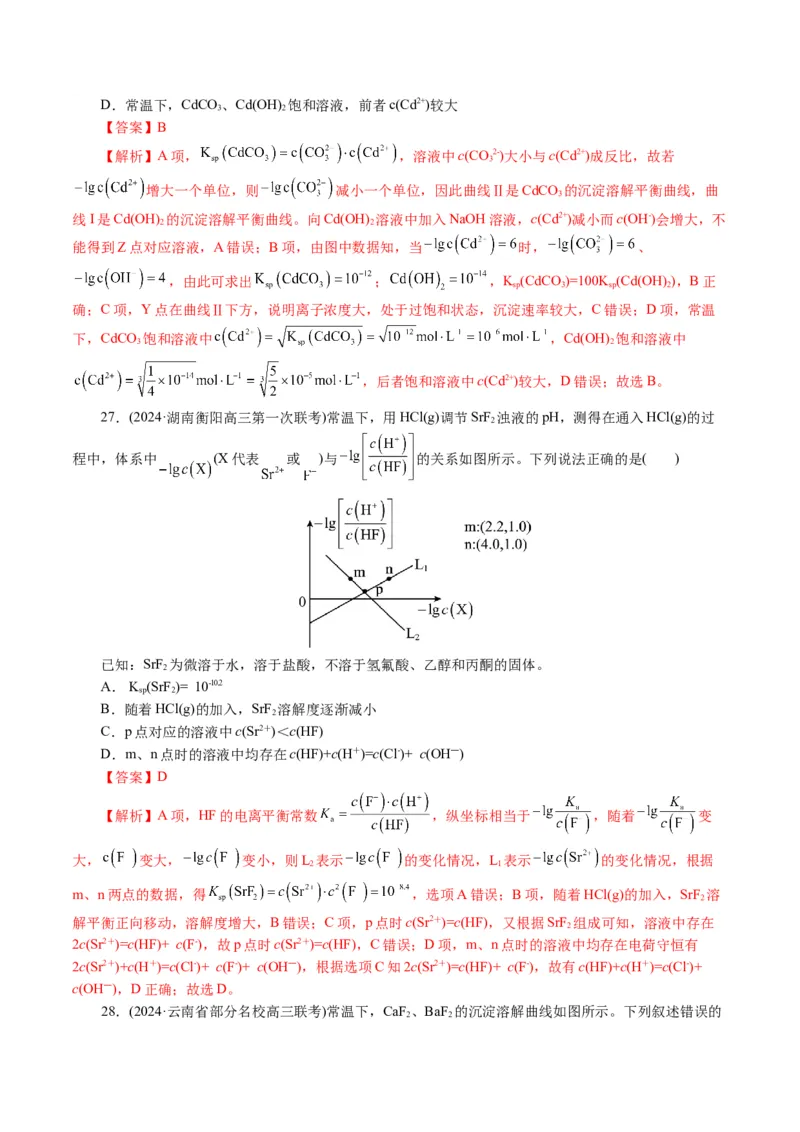 专题08水溶液中的离子反应与平衡(讲义)(解析版)_05高考化学_2024年新高考资料_2.2024二轮复习_2024年高考化学二轮复习讲练测（新教材新高考）