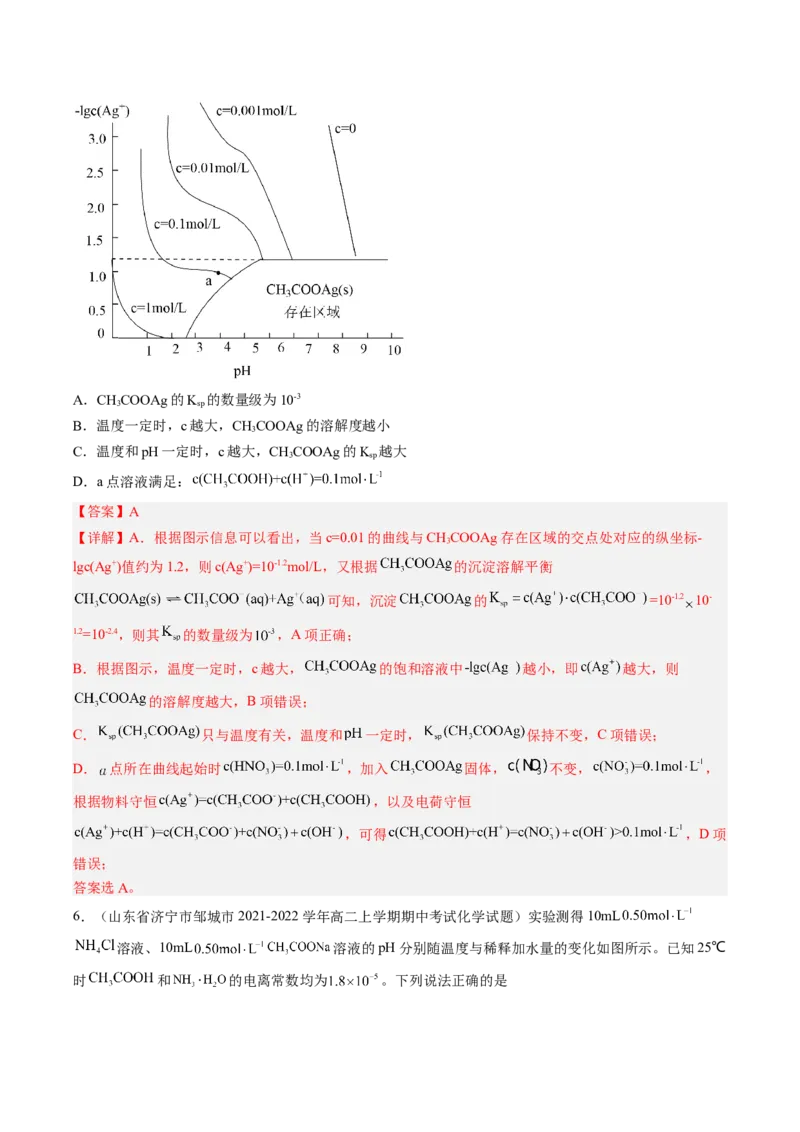 专项09水溶液中的离子平衡-2023届高考化学二轮复习知识清单与专项练习（新高考专用）（解析版）_05高考化学_新高考复习资料_2023年新高考资料_二轮复习_选择题