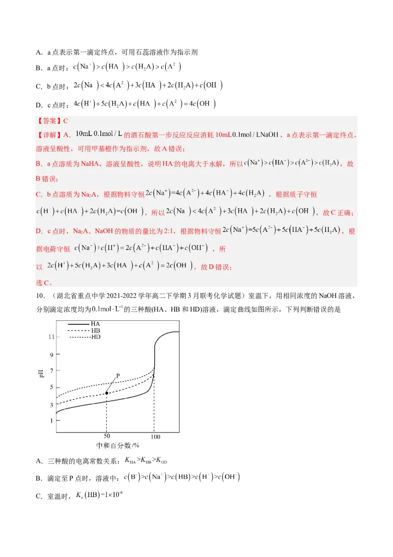 专项09水溶液中的离子平衡-2023届高考化学二轮复习知识清单与专项练习（新高考专用）（解析版）_05高考化学_新高考复习资料_2023年新高考资料_二轮复习_选择题