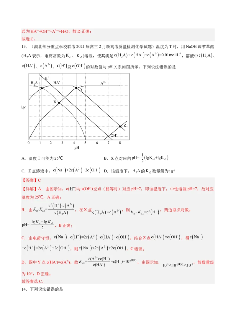 专项09水溶液中的离子平衡-2023届高考化学二轮复习知识清单与专项练习（新高考专用）（解析版）_05高考化学_新高考复习资料_2023年新高考资料_二轮复习_选择题