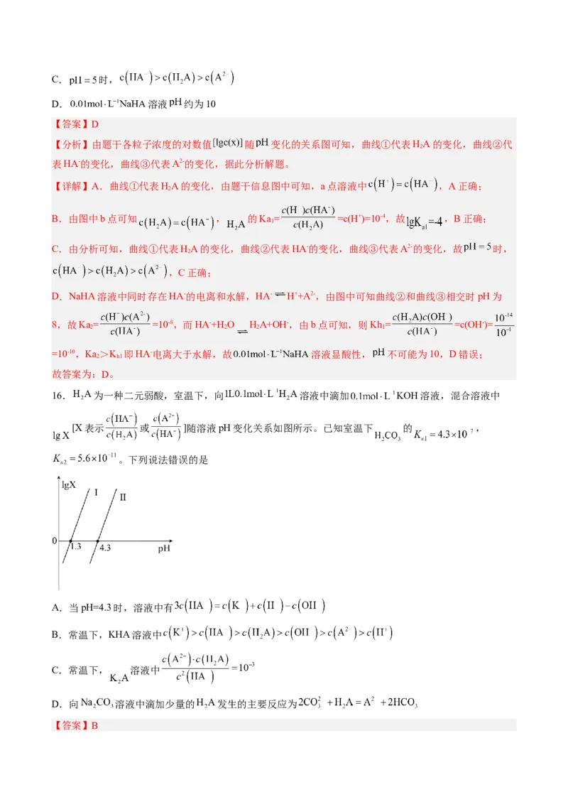 专项09水溶液中的离子平衡-2023届高考化学二轮复习知识清单与专项练习（新高考专用）（解析版）_05高考化学_新高考复习资料_2023年新高考资料_二轮复习_选择题