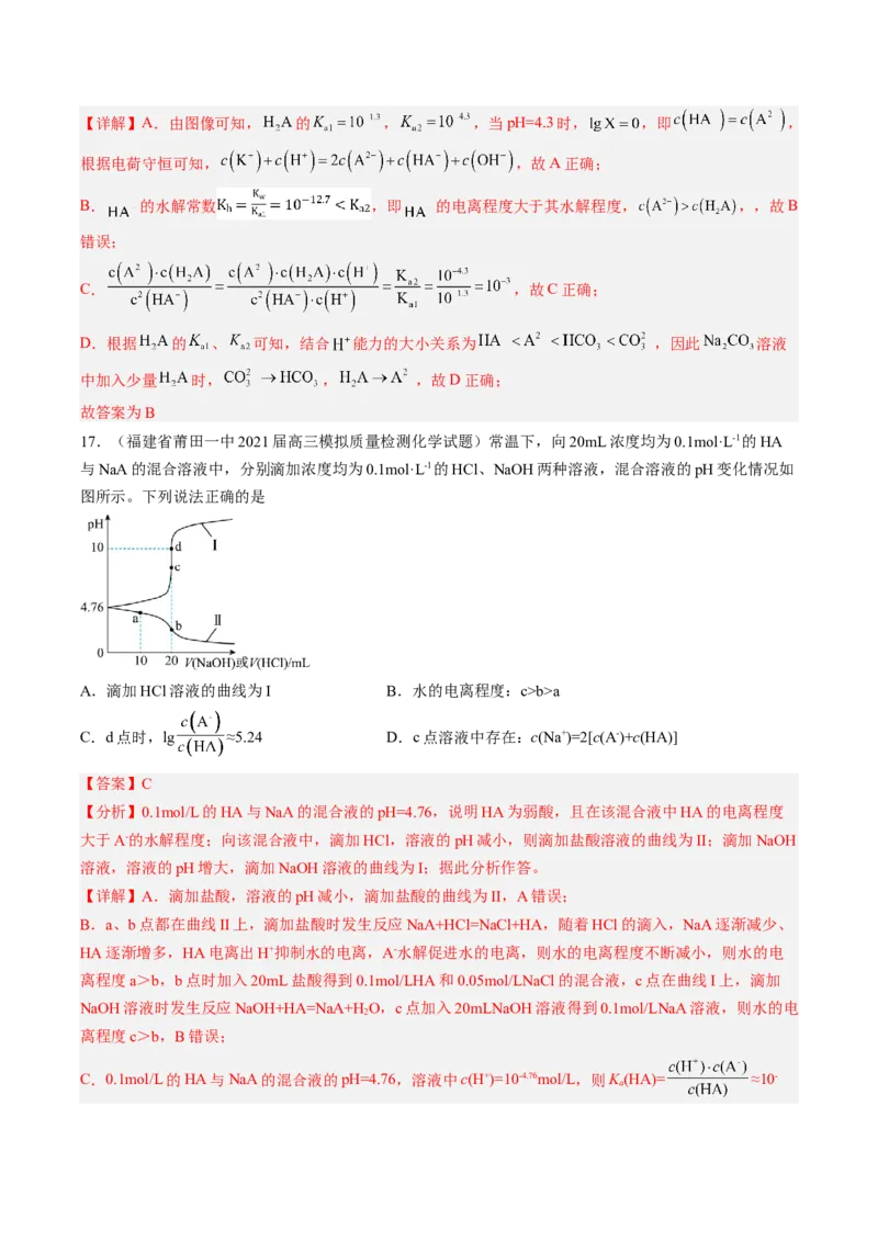 专项09水溶液中的离子平衡-2023届高考化学二轮复习知识清单与专项练习（新高考专用）（解析版）_05高考化学_新高考复习资料_2023年新高考资料_二轮复习_选择题