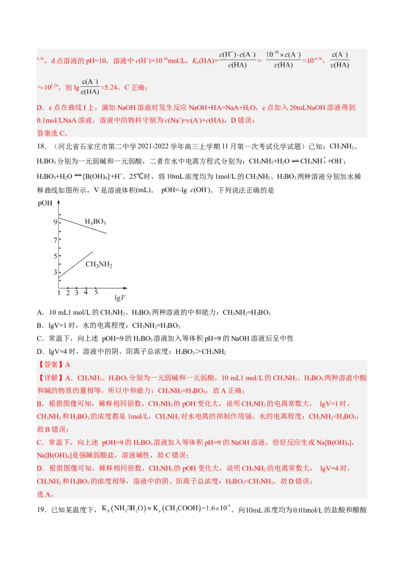 专项09水溶液中的离子平衡-2023届高考化学二轮复习知识清单与专项练习（新高考专用）（解析版）_05高考化学_新高考复习资料_2023年新高考资料_二轮复习_选择题