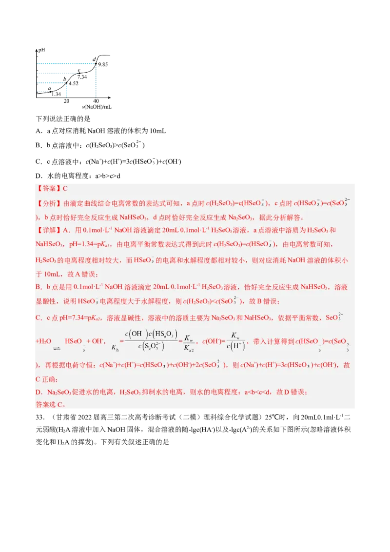 专项09水溶液中的离子平衡-2023届高考化学二轮复习知识清单与专项练习（新高考专用）（解析版）_05高考化学_新高考复习资料_2023年新高考资料_二轮复习_选择题