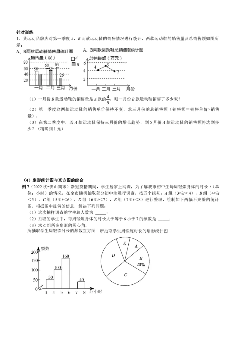 专题20数据的收集、整理与描述中的统计图表的综合运用（原卷版）_初中数学人教版_7下-初中数学人教版_7下-初中数学人教版（旧版）赠送_07专项讲练