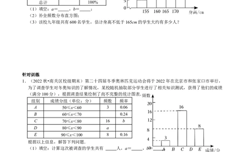 专题20数据的收集、整理与描述中的统计图表的综合运用（原卷版）_初中数学人教版_7下-初中数学人教版_7下-初中数学人教版（旧版）赠送_07专项讲练