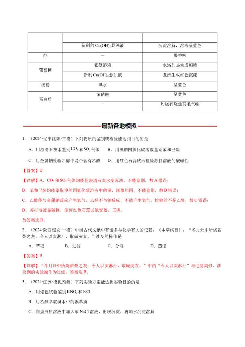 专题13物质的分离、提纯、检验与鉴别（解析版）-备战2025年高考化学二轮&middot;突破提升专题复习讲义（新高考通用）_05高考化学_2025年新高考资料_二轮复习_01高考语文等多个文件