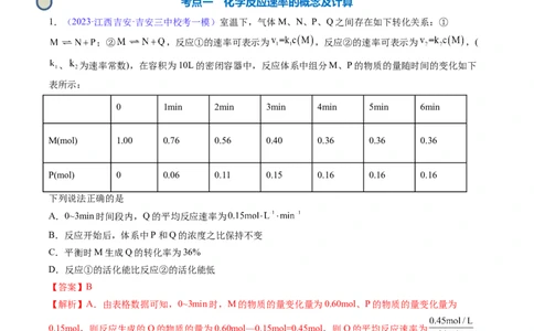 专题26化学反应速率-2024年高考化学一轮复习基础考点必刷好题（新教材新高考）（解析版）_05高考化学_2024年新高考资料_1.2024一轮复习