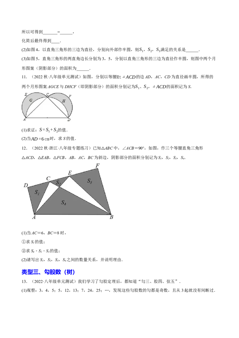 专题2.3勾股定理七大类型大题专练（分层培优42题，八下人教）-2023复习备考人教版（原卷版）_初中数学人教版_八年级数学下册_保存转存之后查看(1)_旧版-可参考_06习题试卷