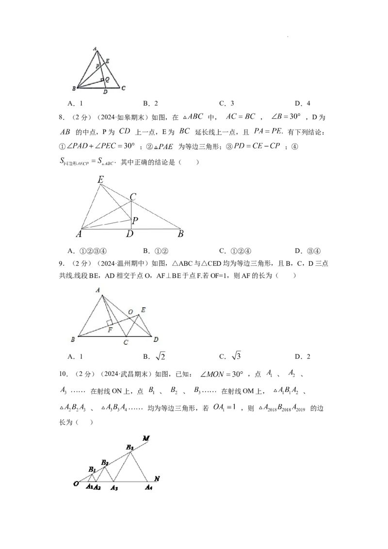 专题09含30&deg;角的直角三角形（原卷版）_初中数学人教版_8上-初中数学人教版_2025秋季新人教版数学八上课件教案_09-难点专项压轴训练