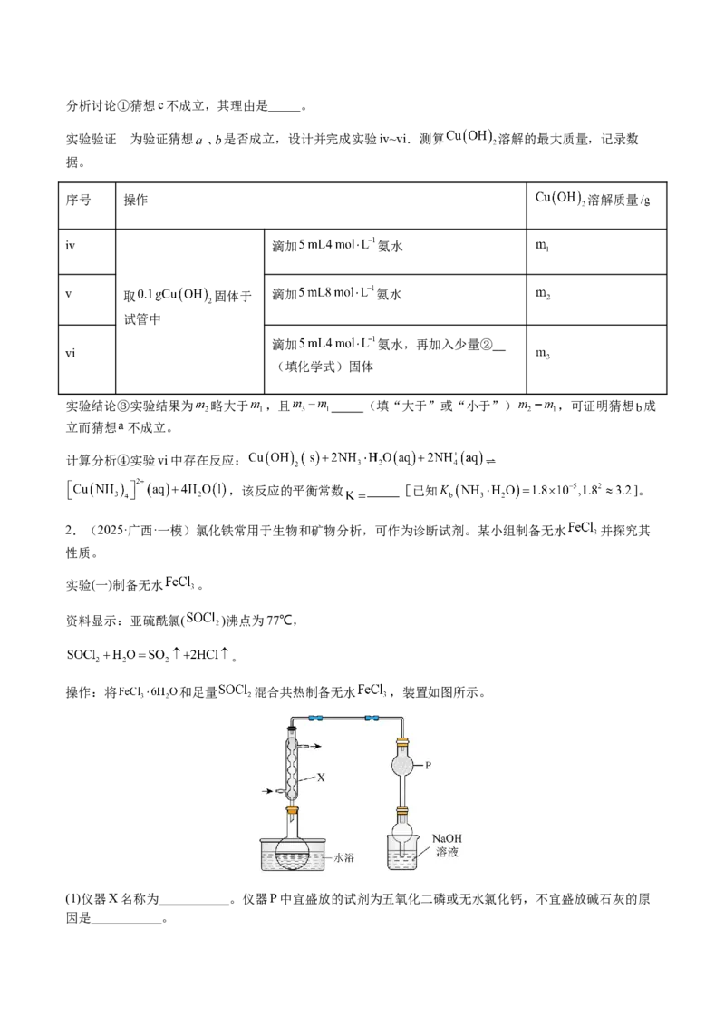 专题25化学实验综合题&mdash;&mdash;性质探究类（原卷版）-备战2025年高考化学二轮&middot;突破提升专题复习讲义（新高考通用）_05高考化学_2025年新高考资料_二轮复习_01高考语文等多个文件