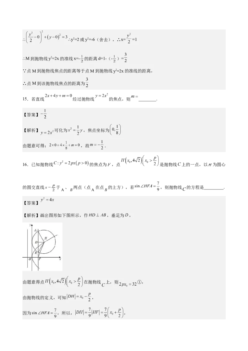 考向34抛物线（重点）-备战2023年高考数学一轮复习考点微专题（全国通用）（解析版）_2.2025数学总复习_赠品通用版（老高考）复习资料_一轮复习