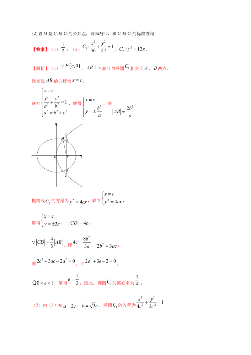 考向34抛物线（重点）-备战2023年高考数学一轮复习考点微专题（全国通用）（解析版）_2.2025数学总复习_赠品通用版（老高考）复习资料_一轮复习