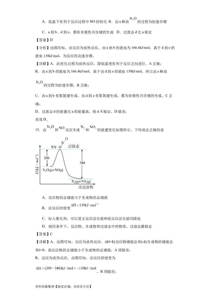 专项训练反应机理中的过渡态理论（解析版）_05高考化学_新高考复习资料_2024年新高考资料_一轮复习资料_2024届高三化学一轮复习&mdash;专项训练