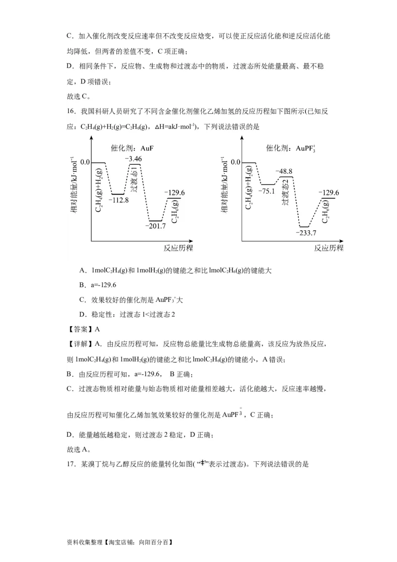 专项训练反应机理中的过渡态理论（解析版）_05高考化学_新高考复习资料_2024年新高考资料_一轮复习资料_2024届高三化学一轮复习&mdash;专项训练