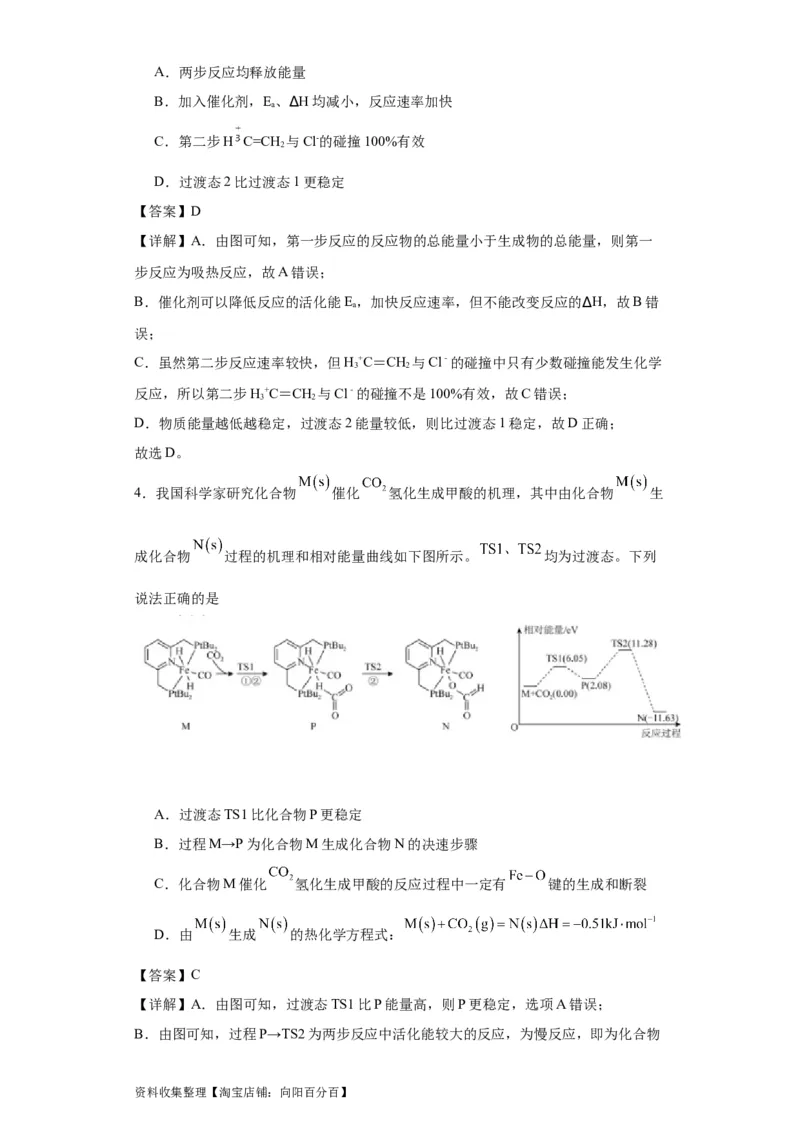 专项训练反应机理中的过渡态理论（解析版）_05高考化学_新高考复习资料_2024年新高考资料_一轮复习资料_2024届高三化学一轮复习&mdash;专项训练