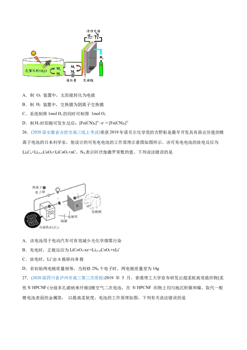 专题08电化学及其应用-2020年高考化学真题与模拟题分类训练（学生版）_05高考化学_新高考复习资料_2022年新高考资料_2022年一轮复习各版本_1.高考化学2022年一轮复习通用版