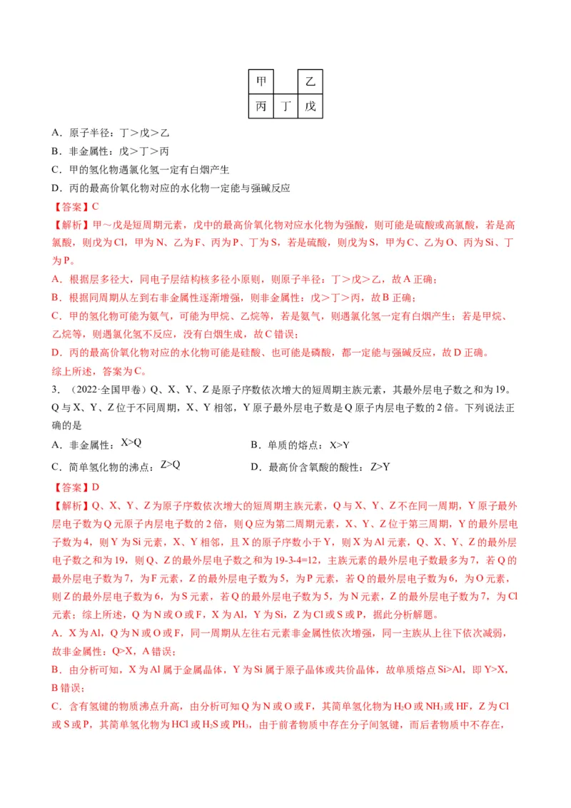 专题08元素周期律与元素周期表（专讲）-瞄准2023年高考化学二轮专题考点抢分计划（解析版）_05高考化学_新高考复习资料_2023年新高考资料_二轮复习