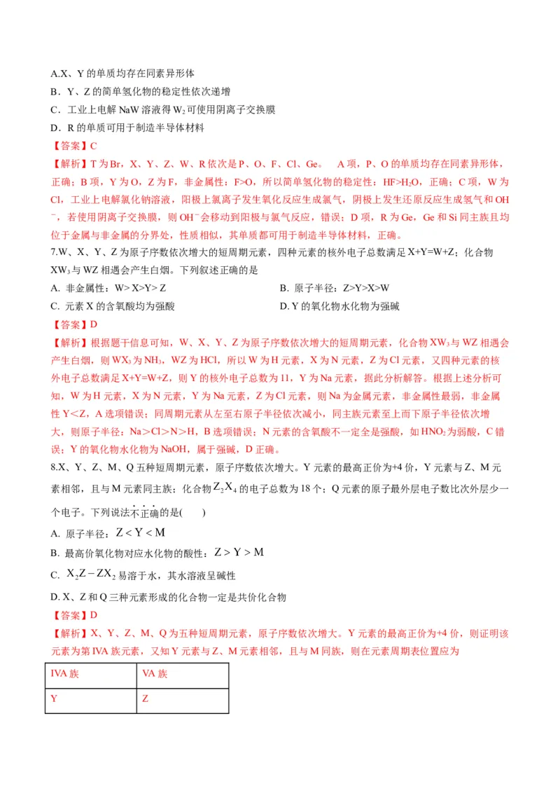 专题08元素周期律与元素周期表（专讲）-瞄准2023年高考化学二轮专题考点抢分计划（解析版）_05高考化学_新高考复习资料_2023年新高考资料_二轮复习