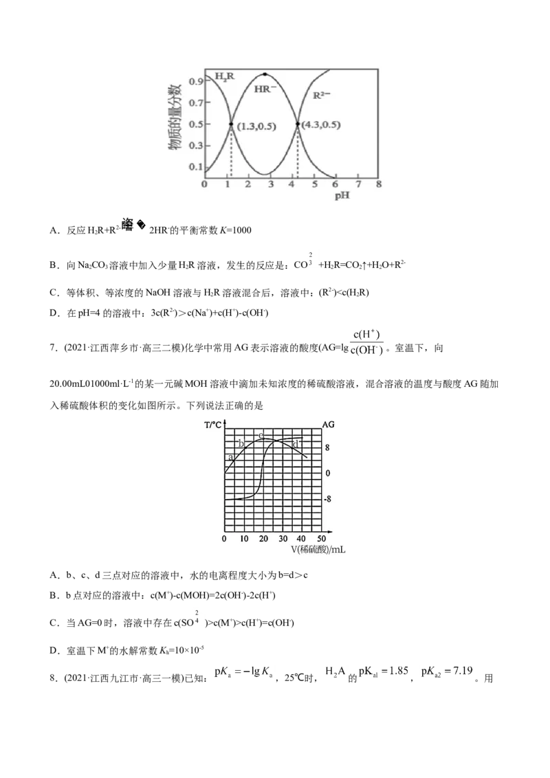 专题10水溶液中的离子平衡-2021年高考化学真题与模拟题分类训练（学生版）_05高考化学_新高考复习资料_2023年新高考资料_一轮复习_2023年新高考大一轮复习讲义