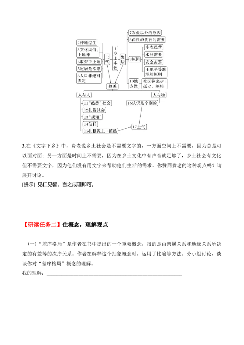 第五单元《乡土中国》整本书阅读（学生版）-2023年高一语文同步精品讲义（必修上册）_高语_2024年高中语文新人教版同步练习讲义word精讲精练高一高二电子版