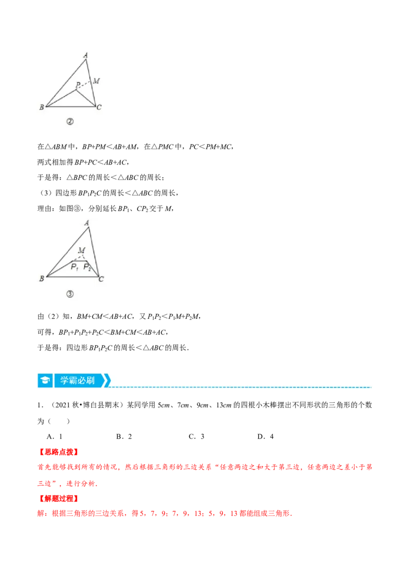 专题11.1三角形的三边关系（重点题专项讲练）（人教版）（解析版）_初中数学人教版_8上-初中数学人教版_旧版_07专项讲练_八年级数学上册从重点到压轴（人教版）