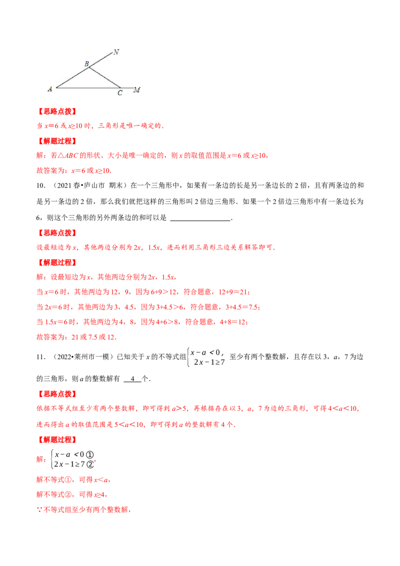 专题11.1三角形的三边关系（重点题专项讲练）（人教版）（解析版）_初中数学人教版_8上-初中数学人教版_旧版_07专项讲练_八年级数学上册从重点到压轴（人教版）