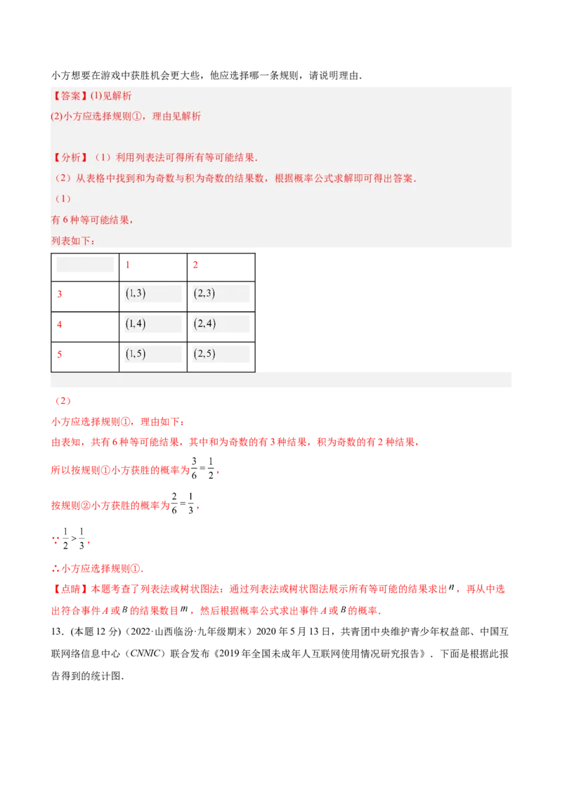 专题15概率（课后小练）-解析版_初中数学人教版_9上-初中数学人教版_07专项讲练_一题三变系列九年级数学上册重要考点题型精讲精练(人教版)