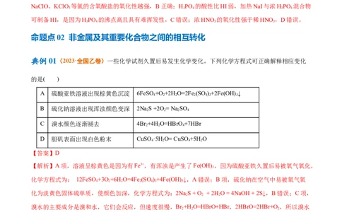 专题06非金属及其重要化合物（讲义）（解析版）_05高考化学_2024年新高考资料_2.2024二轮复习_高频考点2024年高考化学二轮复习高频考点追踪与预测（新高考专用）
