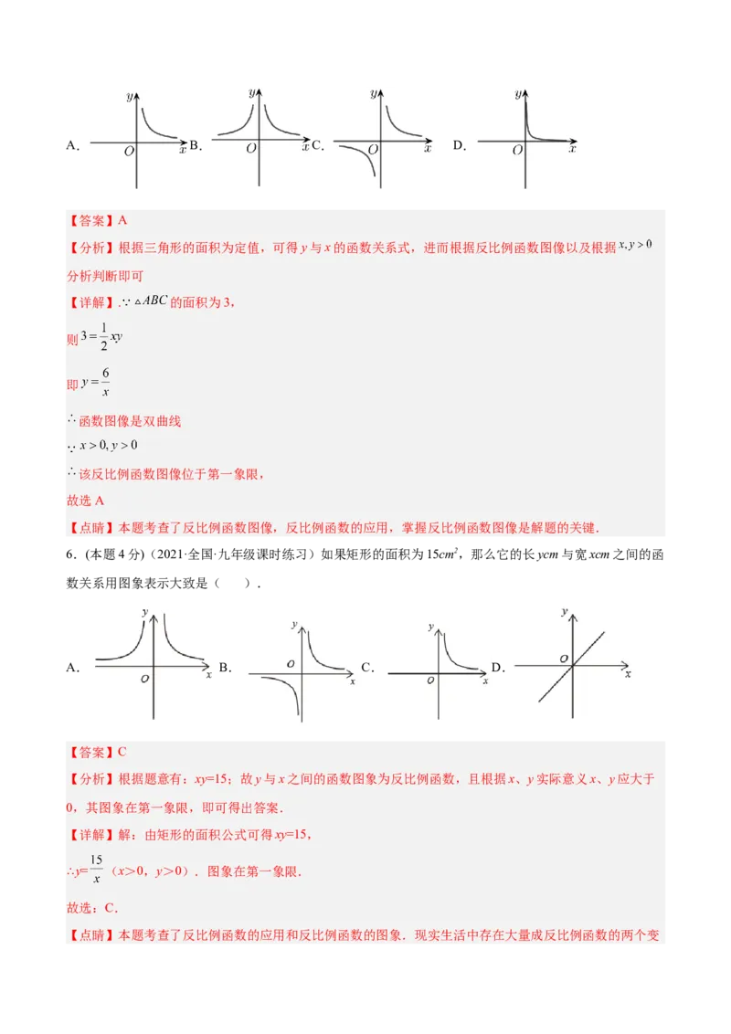 专题03实际问题与反比例函数（课后小练）-解析版_初中数学人教版_9下-初中数学人教版_07专项讲练_一题三变系列2022-2023学年九年级数学下册重要考点题型精讲精练(人教版)
