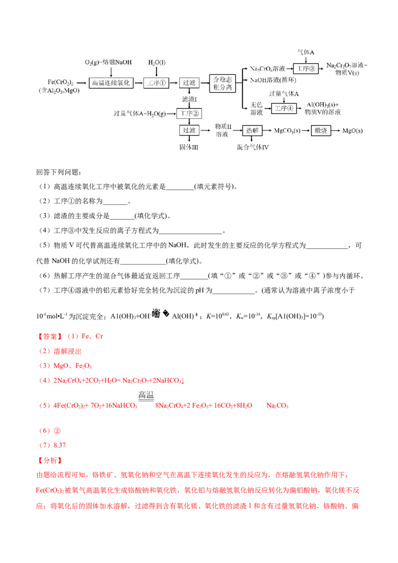 专题16工艺流程题&mdash;&mdash;三年（2020-2022）高考真题化学分项汇编（新高考专用）（解析版）_05高考化学_新高考复习资料_2023年新高考资料_专项复习