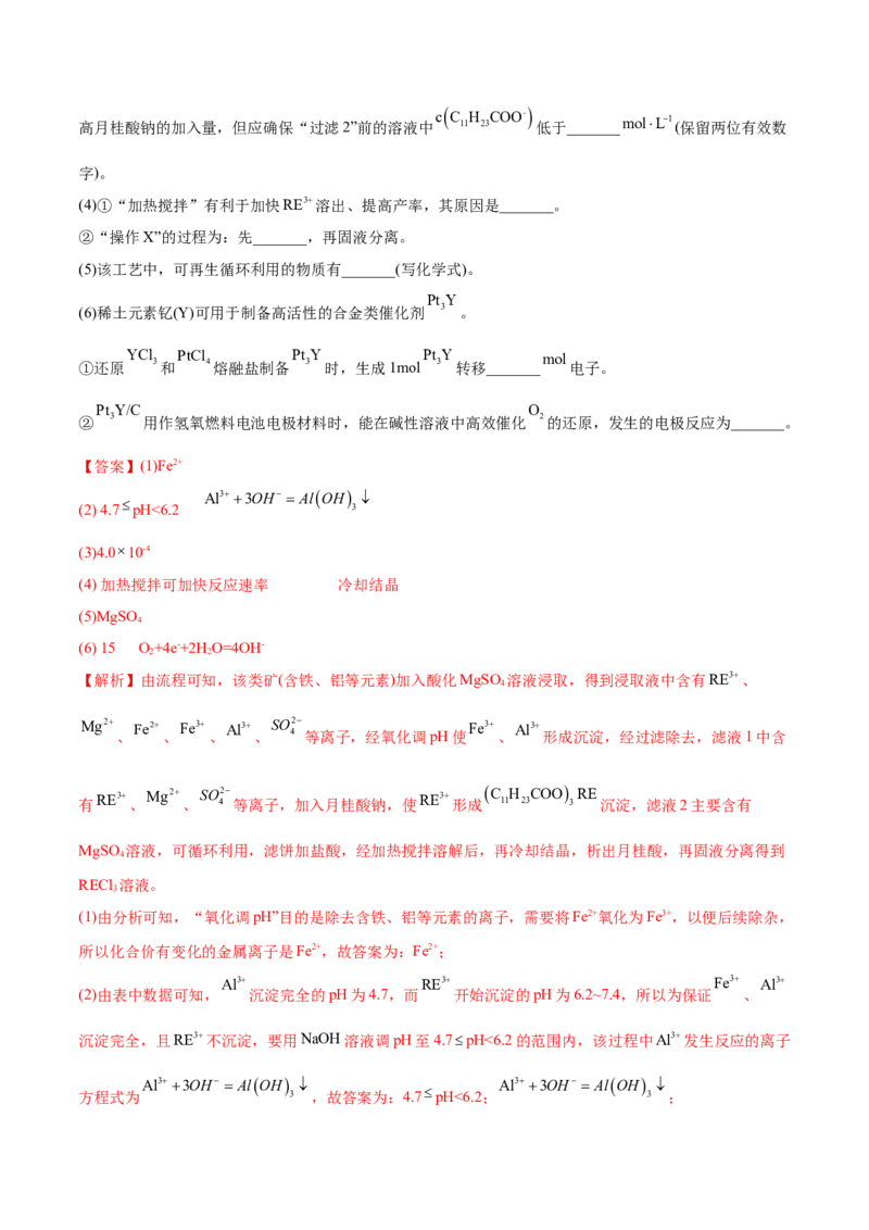 专题16工艺流程题&mdash;&mdash;三年（2020-2022）高考真题化学分项汇编（新高考专用）（解析版）_05高考化学_新高考复习资料_2023年新高考资料_专项复习