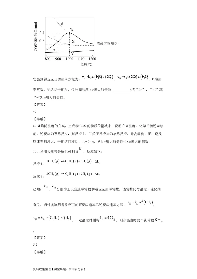 专项训练速率方程的有关计算（解析版）_05高考化学_新高考复习资料_2024年新高考资料_一轮复习资料_2024届高三化学一轮复习&mdash;专项训练