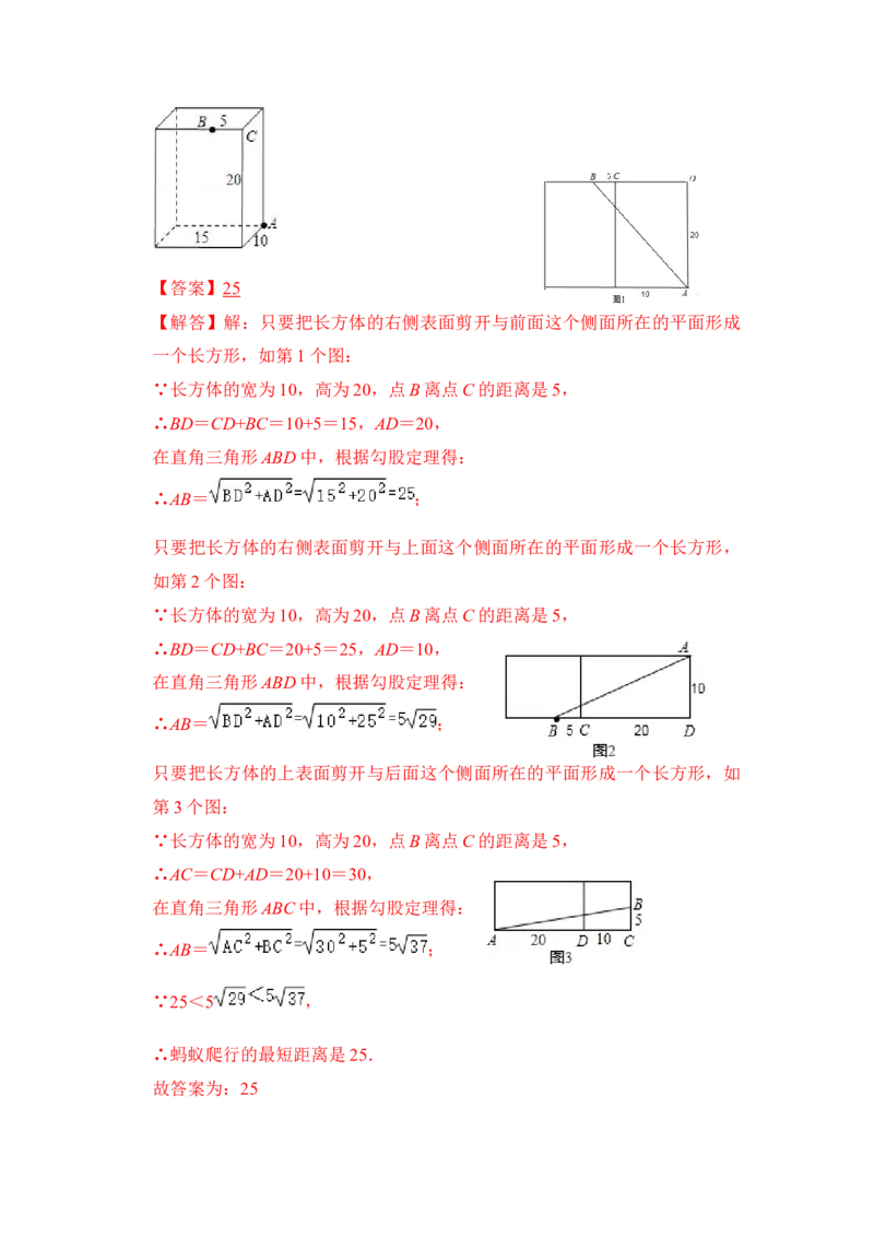 专题13勾股定理之蚂蚁行程模型综合应用（3大类型）（解析版）_初中数学人教版_八年级数学下册_保存转存之后查看(1)_8下-初中数学人教版（2026春新版持续更新）_旧版-可参考_06习题试卷